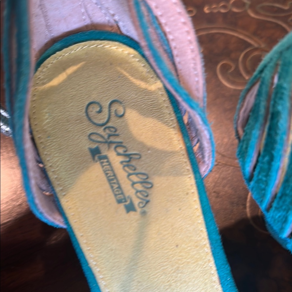 Seychelles Teal Blue Open-Toe Ankle-Strap Heels - Picture 2 of 5